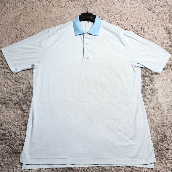 Peter Millar Polo Shirt Mens XL Blue Striped Summer Comfort Golf Fair Condition‎ - Picture 1 of 9
